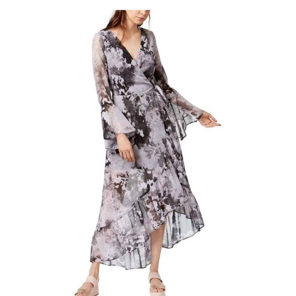 bar III Womens Maxi Wrap Asymmetrical Dress, Multicoloured, gentle used